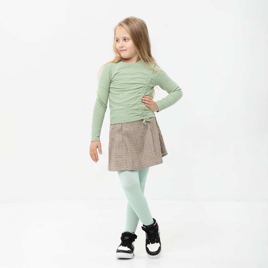 Mint-colored ribbed tights